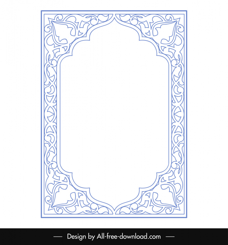template perbatasan Islami dekorasi kurva simetris elegan