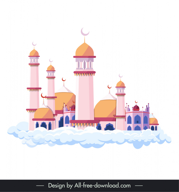 icône de château islamique architecture arabe classique conception de nuage