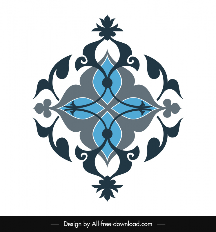  Elément décoratif islamique Formes élégantes de courbes symétriques vintage