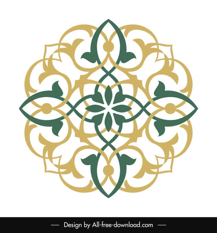modelo de ornamento islâmico círculo plano perfeitamente forma curvas simétricas