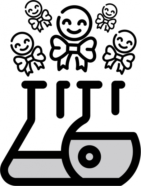 gráfico vectorial de FIV logo set nacimiento de biotecnología de Bioingeniería icono inseminación artificial del embrión en diseño fino plano de conto