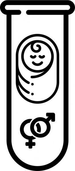 gráfico vectorial de FIV logo set nacimiento de biotecnología de Bioingeniería icono inseminación artificial del embrión en diseño fino plano de conto