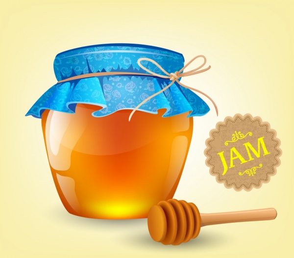 蜂蜜の瓶のメモリスティックのアイコン光沢のある広告をジャム多色
