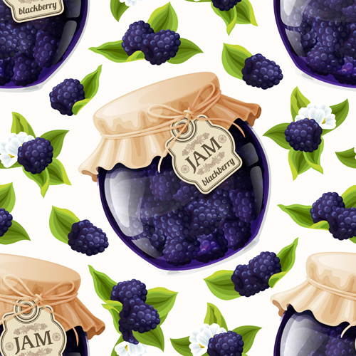 Jam Glass Jar Seamless Pattern Vector Jam Glass Jar Seamless Pattern Vector