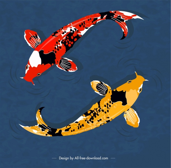 Jepang latar belakang ikan koi ikon klasik desain