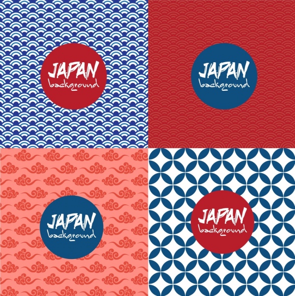 Jepang gaya latar belakang set mengulangi pola dekorasi