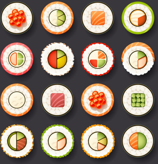 iconos de vector de diseño de sushi de Japón