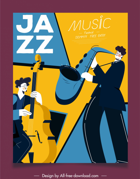Jazz-Konzert-Banner-Instrumente Spieler Skizze klassisches Design