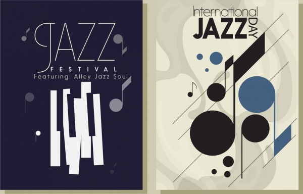 Notas de la música de Jazz festival folleto plantillas de teclado iconos