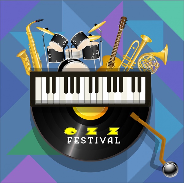 Jazz Festival Plakatillustration mit Musikinstrumenten