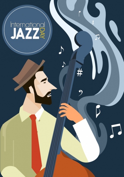 Джаз фестиваль плакат человек играет скрипка значок