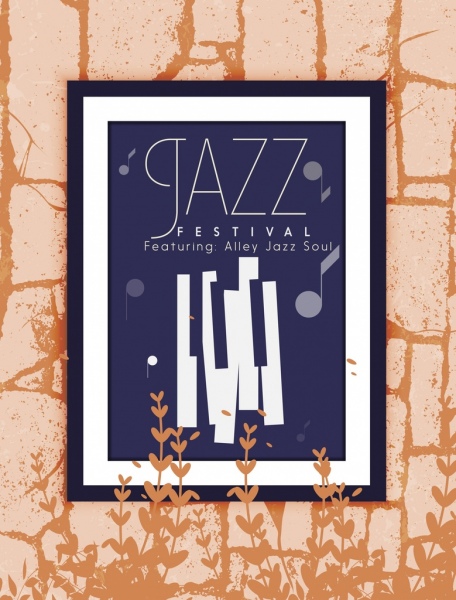 música jazz banner picture frame iconos diseño clásico