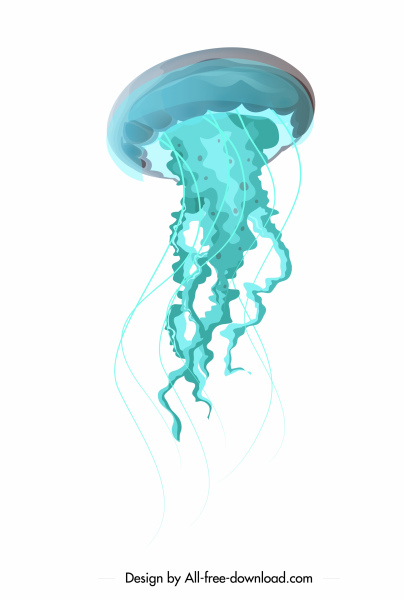 ikona Jellyfish niebieski nowoczesny szkic 3D
