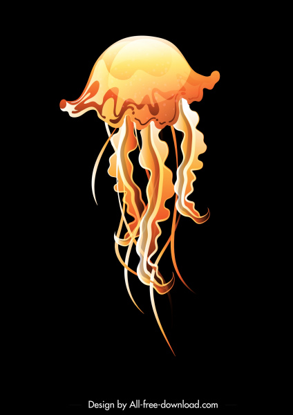 błyszczący ikona nowoczesny Jellyfish wystrój żółty
