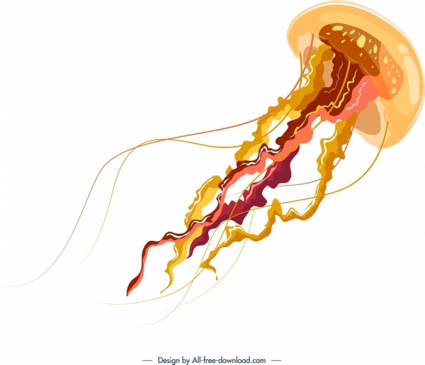 Icono de medusa amarillo transparente boceto 3d