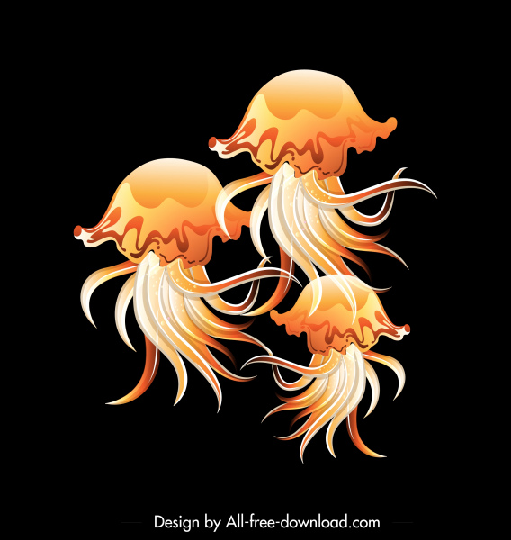 jellyfish lukisan berwarna mengkilap kontras dekorasi