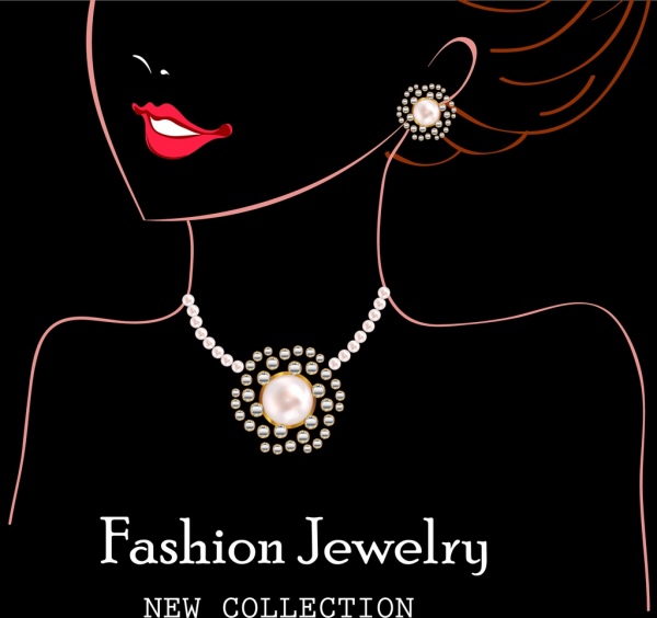 珠宝广告女性剪影设计深色背景