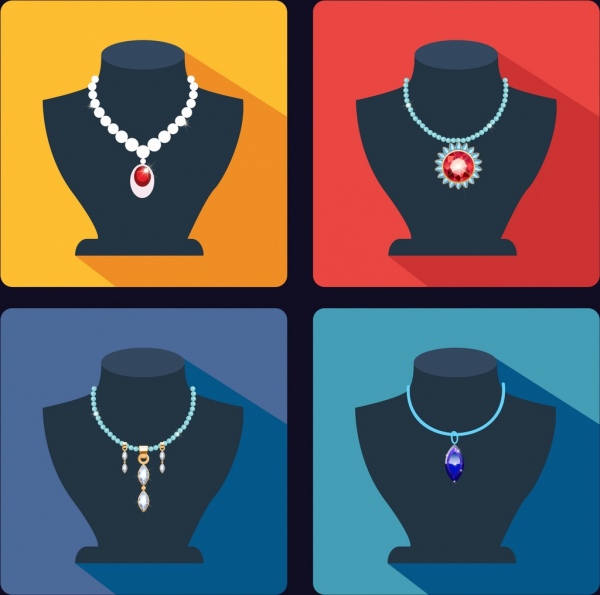 coleção de ícones de joias vário exibir tipos de ornamento