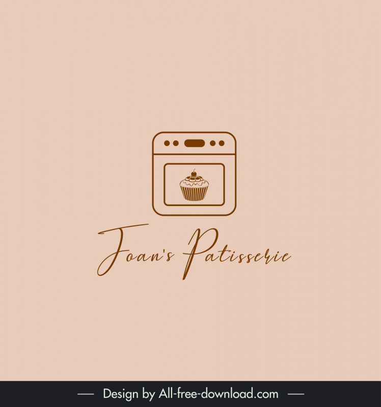 Joans Patisserie Logo Vorlage Flach Eleganter klassischer Ofen Tasse Kuchen Texte Dekor