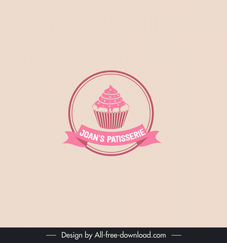 Joan Patisserie Logotipo Aislado Cupcake Ribbon Decoración
