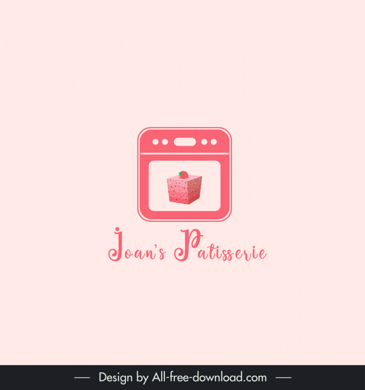 joans patisserie logotype สีชมพูคัพเค้กตกแต่งเตาอบขนาดเล็ก