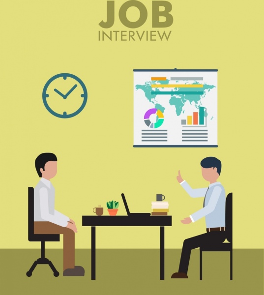 Entrevista de trabajo tema coloreado los iconos Office gratis
