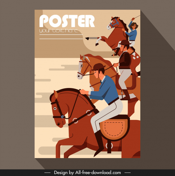 jockey thể thao poster Racing Sketch màu thiết kế cổ điển