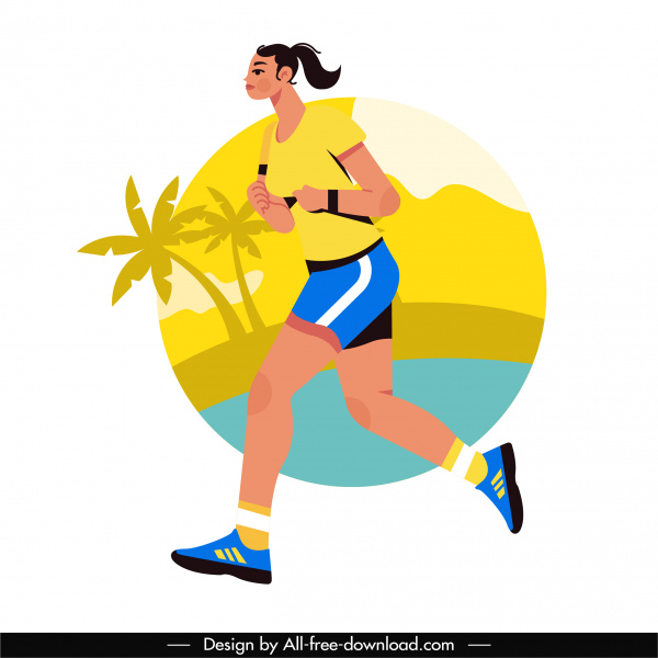 ikon jogger warna-warni sketsa datar