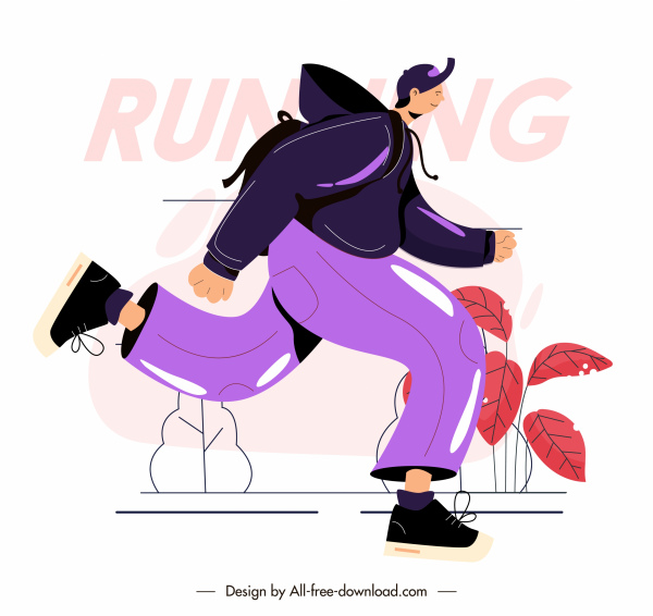 jogging sport icona cartone animato carattere schizzo