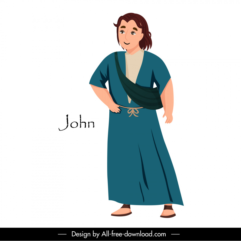 John Apostle Christian Icon Retro Cartoon Character Design