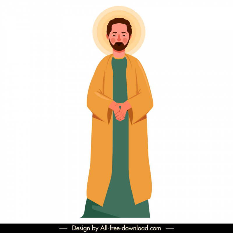 John Christian Apostle ikon desain karakter kartun vintage