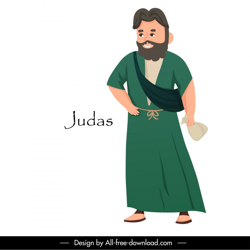 Judas Christian Apostle ikon desain karakter kartun vintage