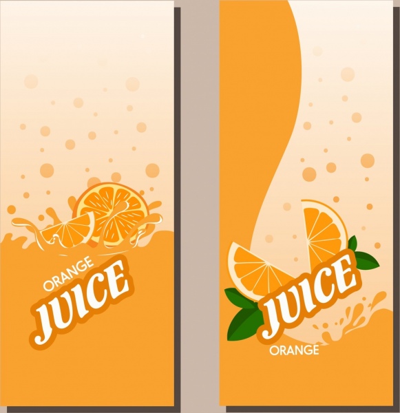 غلاف النشرة عصير يحدد الديكور البرتقالي ملونة مسطحة