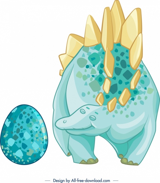 le icone di uovo di dinosauro Giurassico sfondo blu disegno giallo