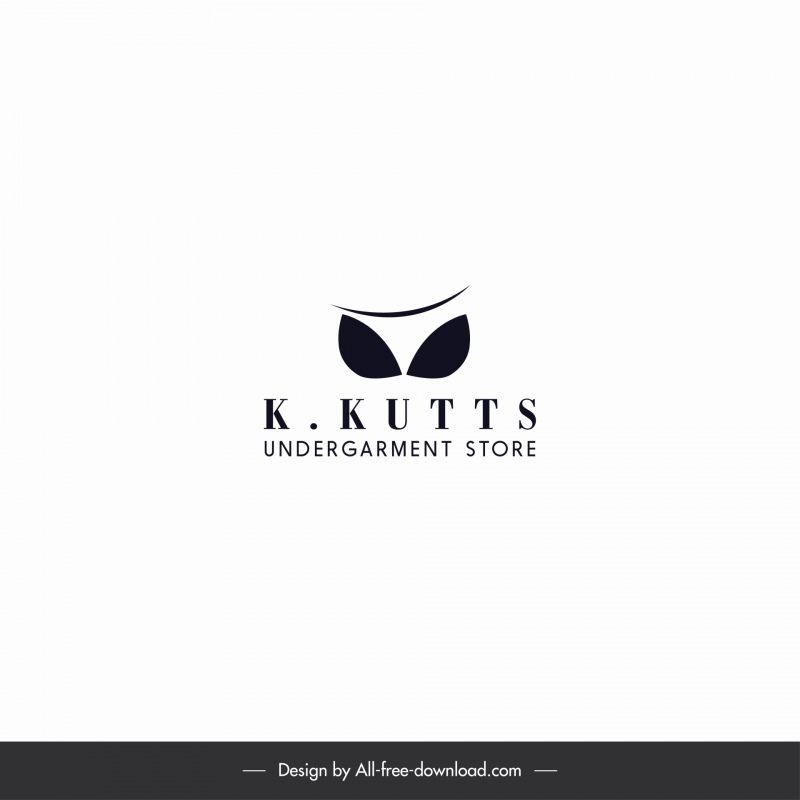 K Kuttsロゴ下着店男性女性と子供向けのブラアイコンテキストスケッチ