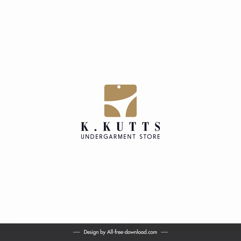 K Kuttsロゴ下着店男性女性と子供向けのフラットデザインテキスト正方形の下着スケッチ