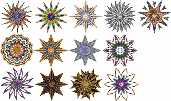 ilustração de padrão de caleidoscópio com várias formas de círculo
