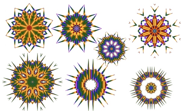 conjuntos padrão de caleidoscópio ilustrados com forma de círculos