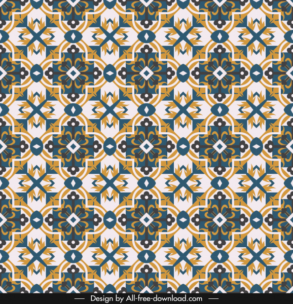 Kaleidoscope Pattern Template Retro Symmetric Repeating Shapes