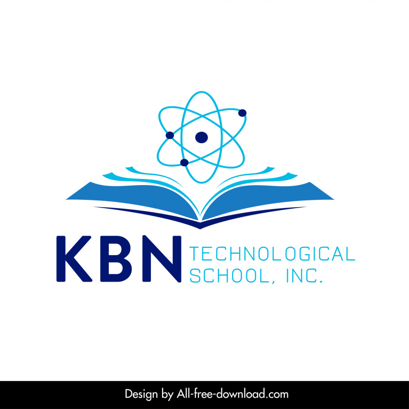 kbn escuela tecnológica logo plantilla simétrica libro molécula textos decoración