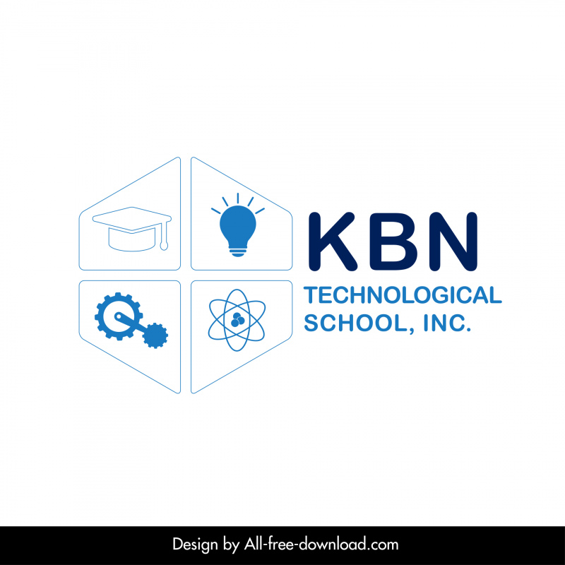 kbn तकनीकी स्कूल लोगो टेम्पलेट सममित शैक्षिक प्रतीक सजावट