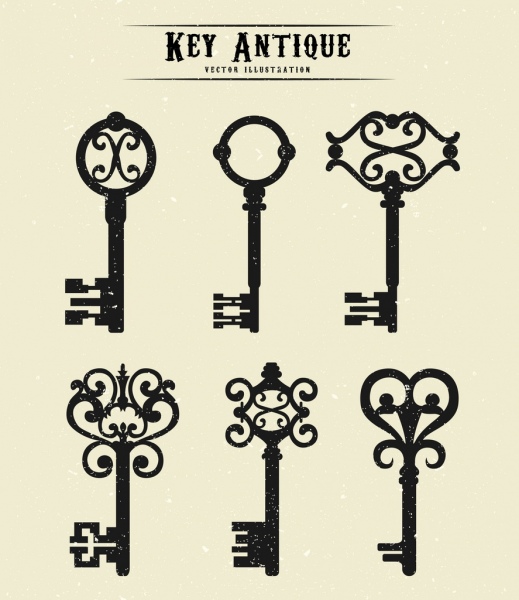 coleção de ícones de chaves planas design retro
