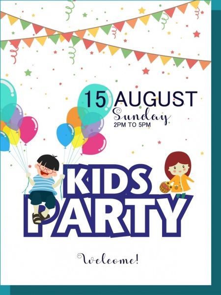 Kids Party poster cinta colorida decoracion de globos