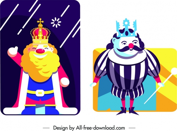 Raja template kartu kartun karakter desain