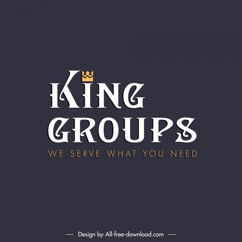 rei grupos logotipo slogan modelo de contraste textos coroa decoração