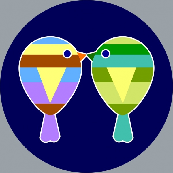 besos pájaros multicolor icono diseño plano
