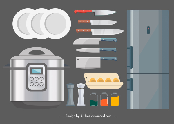 elementos de diseño de cocina moderno boceto plano