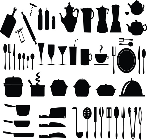 les ustensiles de cuisine vector silhouettes
