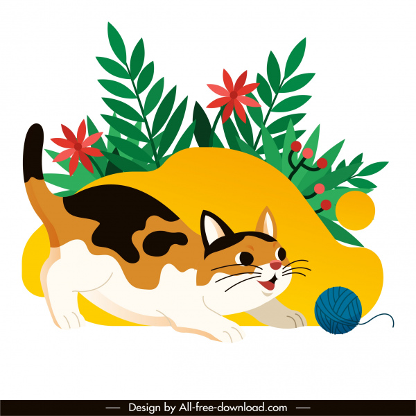 pintura gatito alegre bosquejo lindo diseño de dibujos animados