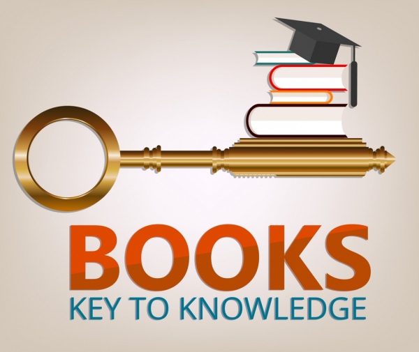 Chìa khóa vàng Books biểu tượng lá cờ của tri thức.